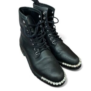 Schutz Black Combat Boots, Size 5